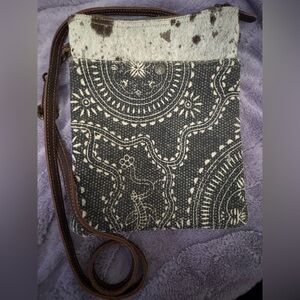 Myra Bag Cowhide & Canvas Crossbody – Boho Western Style